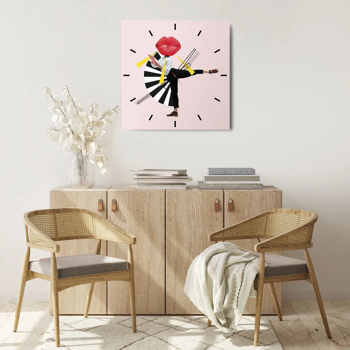 Väggklocka - Klocka på glas - Surrealistisk pop-art - 30x30 cm