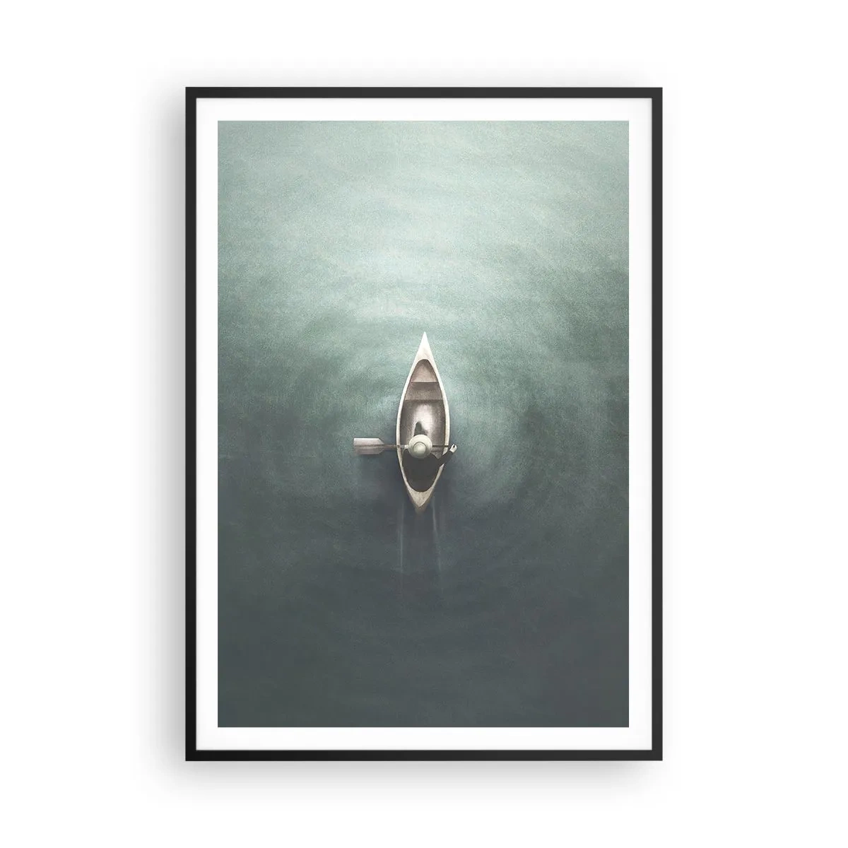 Affisch i svart ram - Över en månbelyst sjö - 70x100 cm