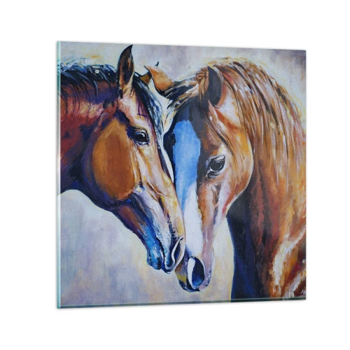 Glastavla - Bild på glas - Är det vänskap? eller är det kärlek? - 60x60 cm
