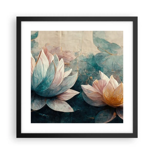 Affisch i svart ram - Stjärnor i en sjö - 40x40 cm