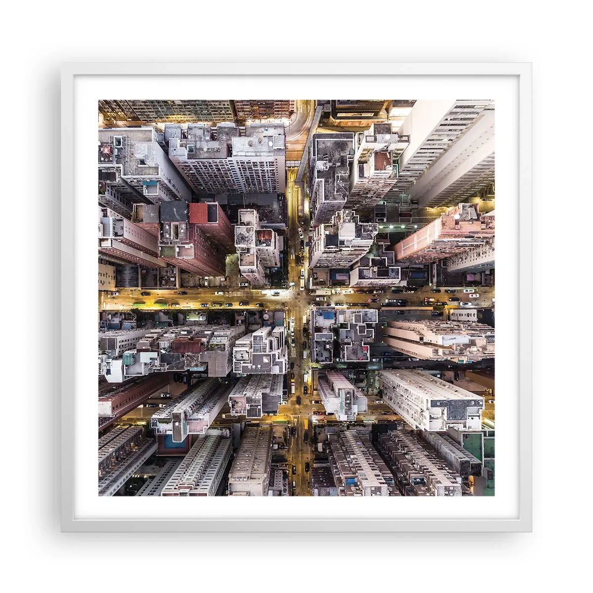 Affisch i vit ram - Hälsningar från Hongkong - 60x60 cm