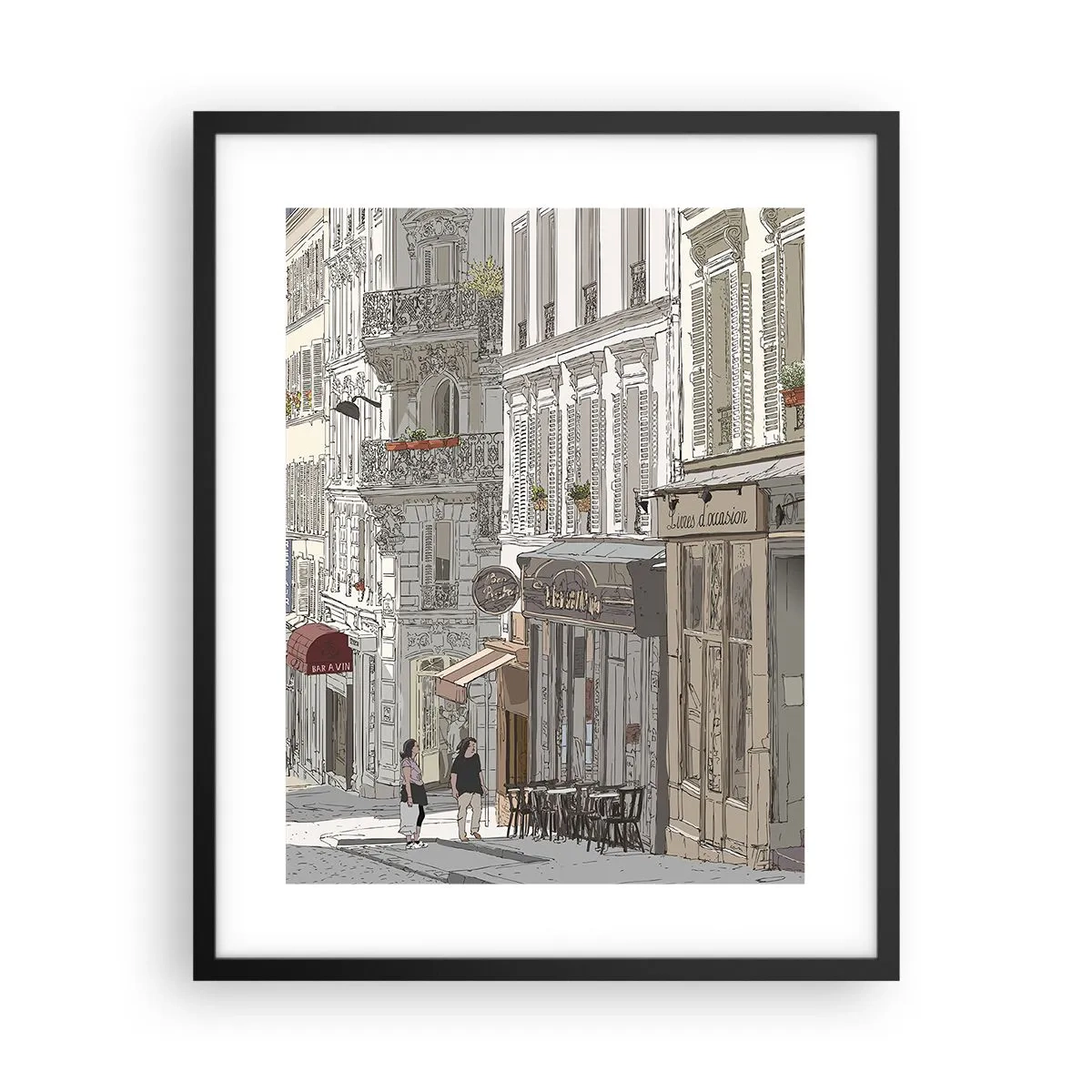 Affisch i svart ram - Stadens nöjen - 40x50 cm