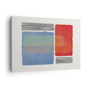 Canvastavla - Bild på duk - Geometrisk komposition med färgade block och linjer - 70x50cm - Geometrins anda  - Modern väggdekoration för vardagsrum och sovrum ARTTOR