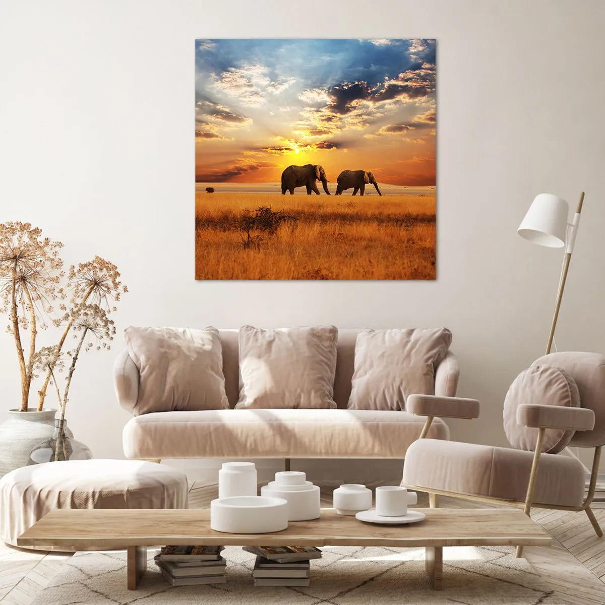 Canvastavla - Bild på duk - Familjepromenad - 60x60 cm