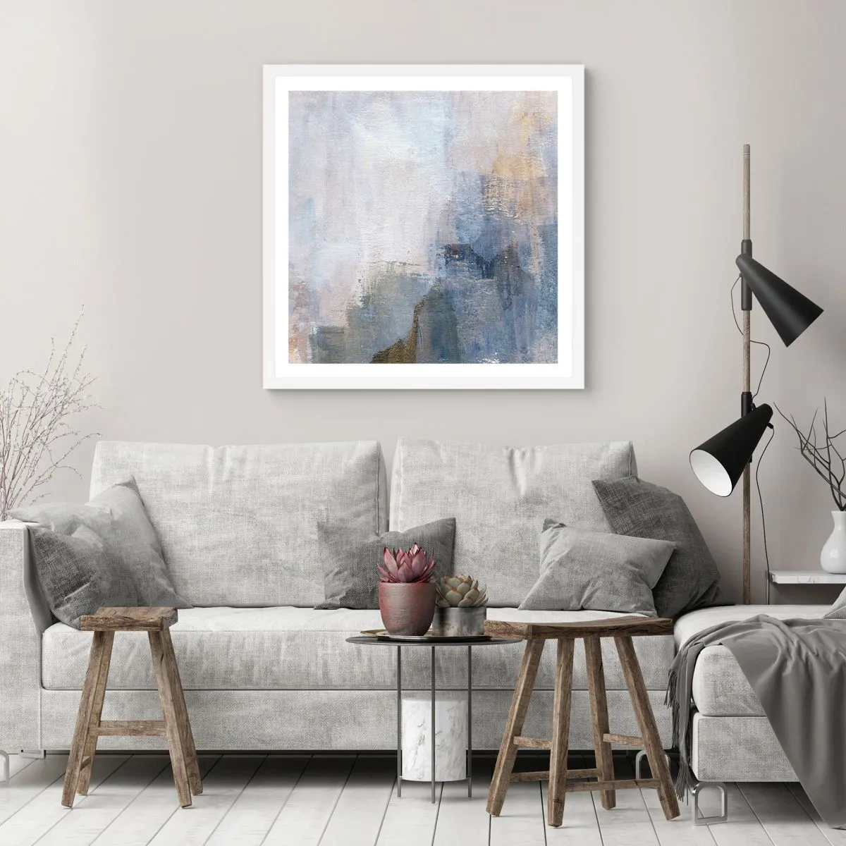 Affisch i vit ram - Färgernas toner och ackord - 40x40 cm