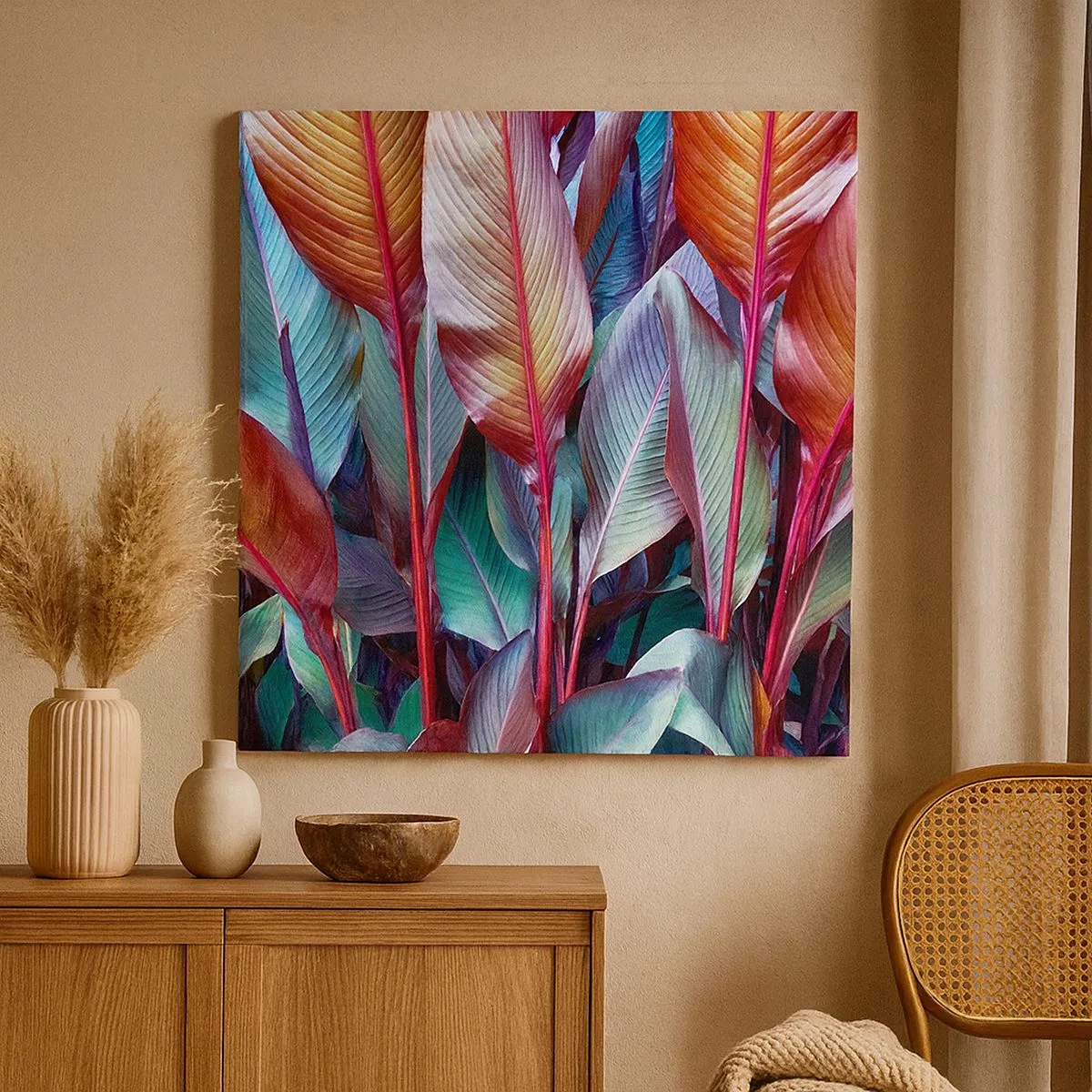 Canvastavla - Bild på duk - En färgglad tätskog - 30x30 cm