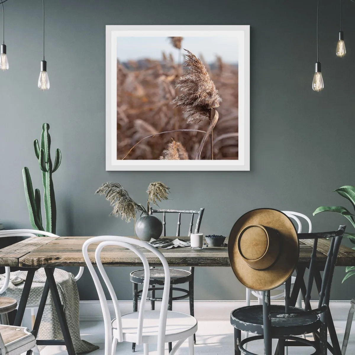 Affisch i vit ram - Dags att flyga bort med vinden - 40x40 cm