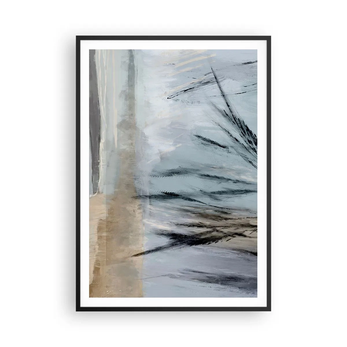 Affisch i svart ram - Vinterfält - 70x100 cm