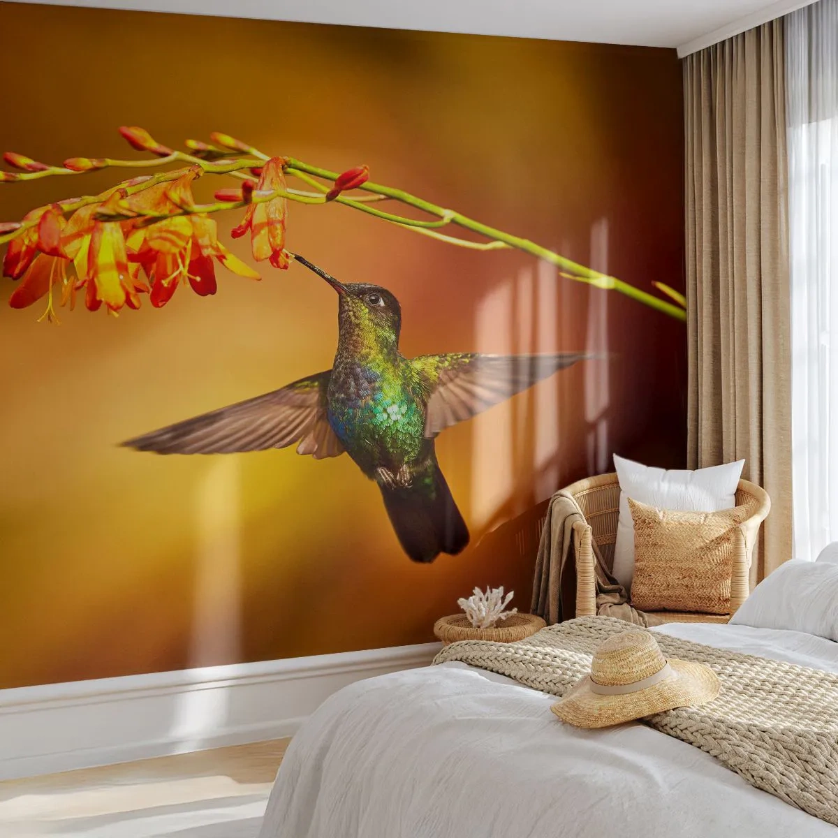 Självhäftande Fototapet Deluxe Sticker - Ljusbud enligt Mayafolket - Kolibri, Fågel, Natur - 250x175 cm