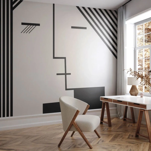 Fototapet Standard Eco - Bara en kyss - Modern konst, Svartvitt, Ansikte - 450x315 cm