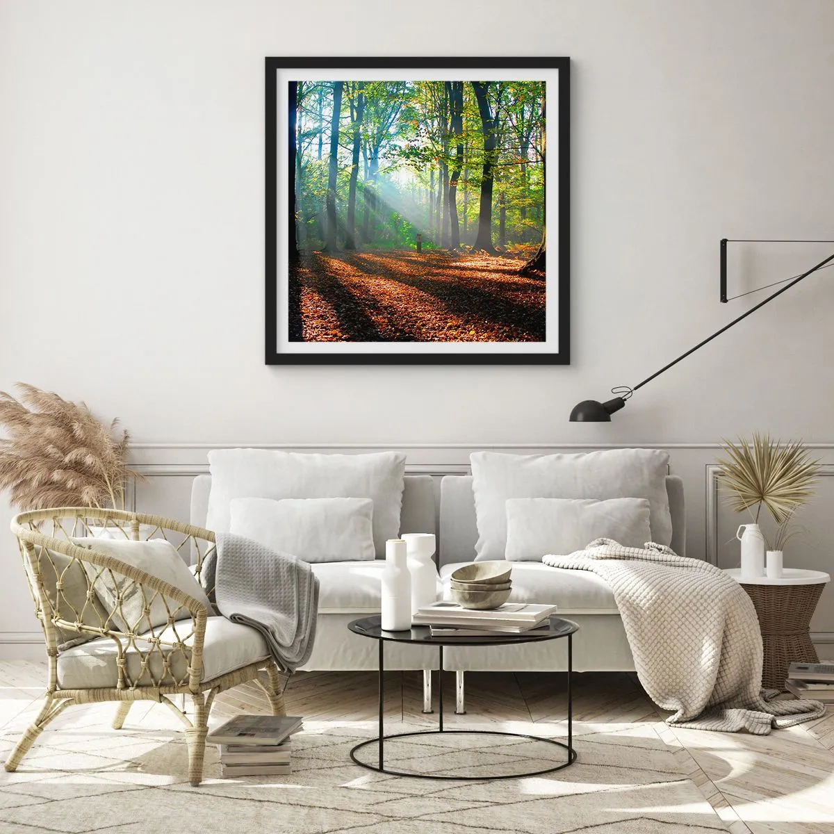 Affisch i svart ram - Sken-och skuggspel - 60x60 cm