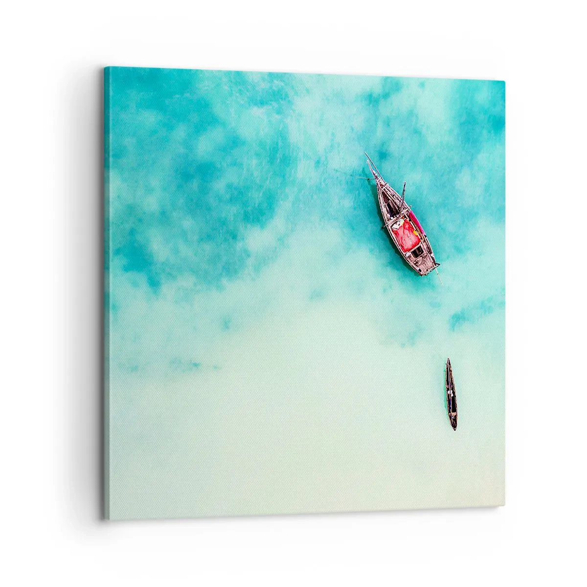 Canvastavla - Bild på duk - Högvatten på stranden i Zanzibar… - 60x60 cm