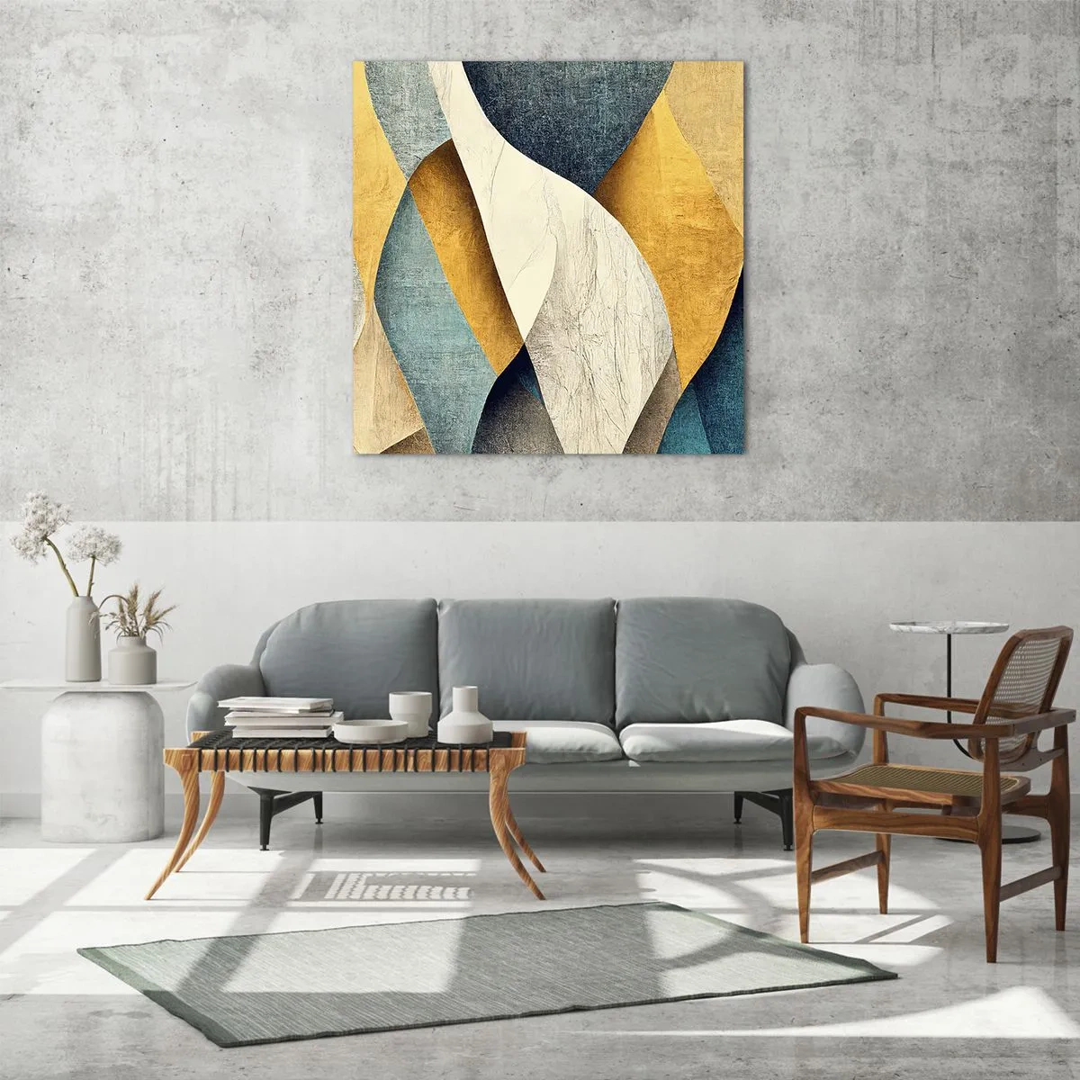 Glastavla - Bild på glas - Rytm och vågrörelse - 40x40 cm