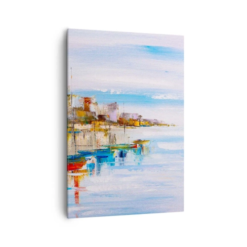 Canvastavla - Bild på duk - Flerfärgad urban hamn - 70x100 cm