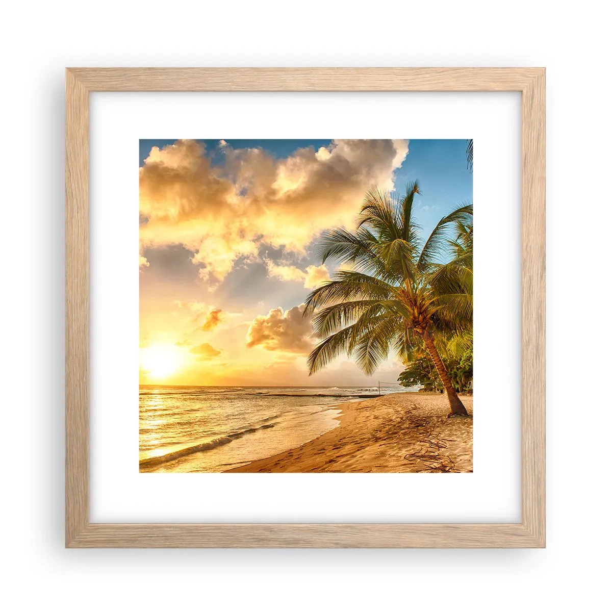 Affisch i ram av ljusek - Evig sommar, alltid semester - 30x30 cm