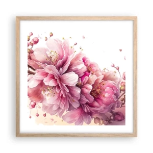 Affisch i ram av ljusek - Blommande körsbärsblomma - 50x50 cm