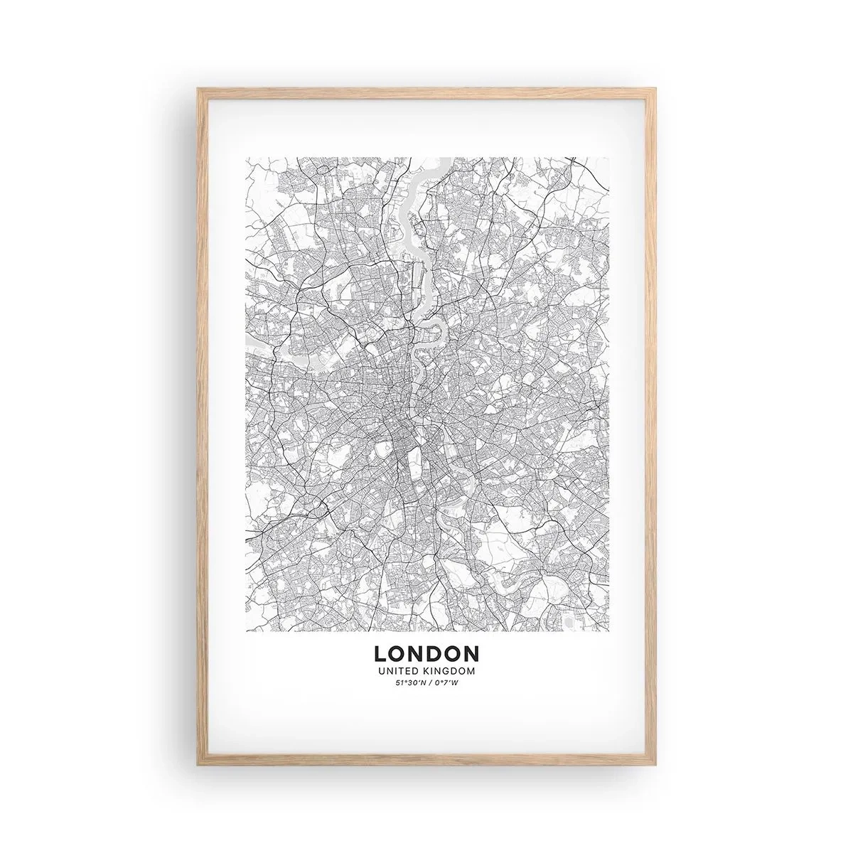 Affisch i ram av ljusek - Karta över London-labyrinten - 61x91 cm