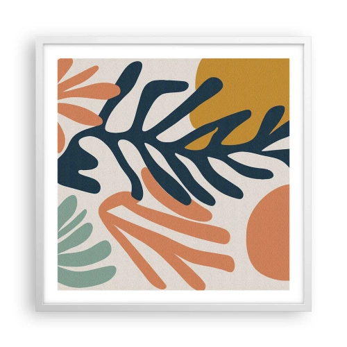 Affisch i vit ram - Korallhav - 60x60 cm