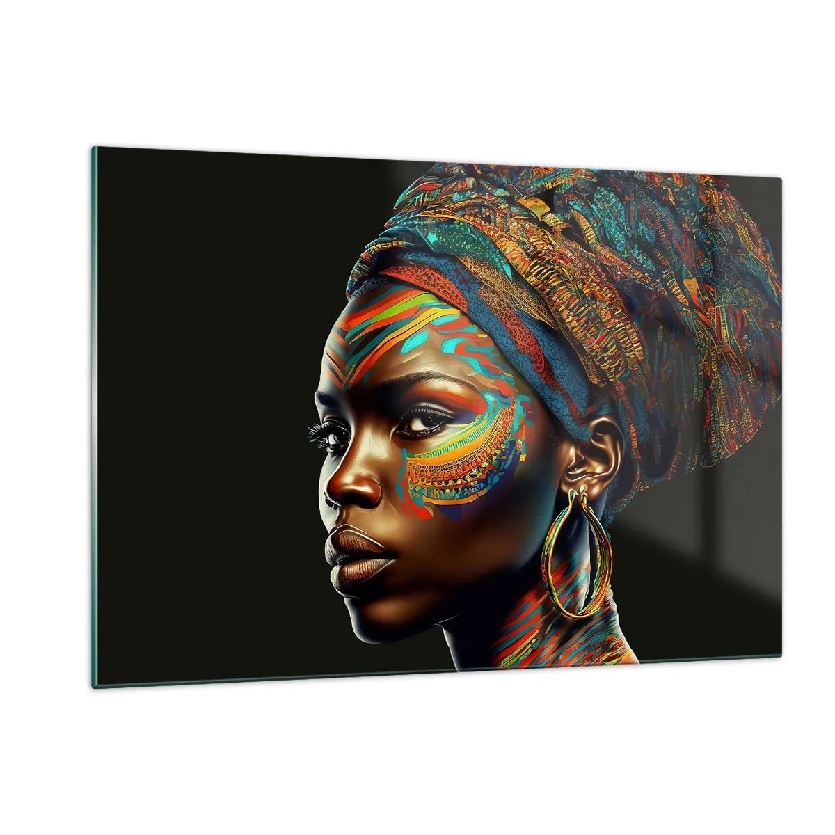 Glastavla - Bild på glas - Afrikansk drottning - 120x80 cm