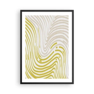Affisch i svart ram - En abstrakt komposition av vågiga linjer i nyanser av beige och gult. - 50x70cm - Komposition med en mjuk böjning - Modern väggdekoration för vardagsrum och sovrum ARTTOR