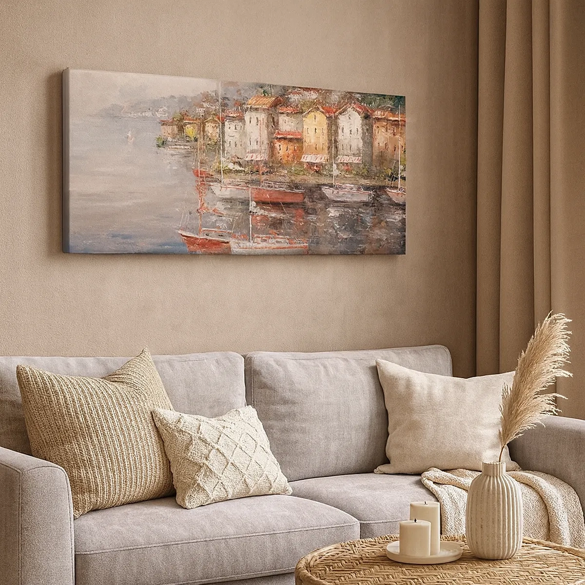 Canvastavla - Bild på duk - Romantisk hamn - 30x30 cm