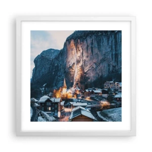 Affisch i vit ram - Vinterns ljusa ande - 40x40 cm