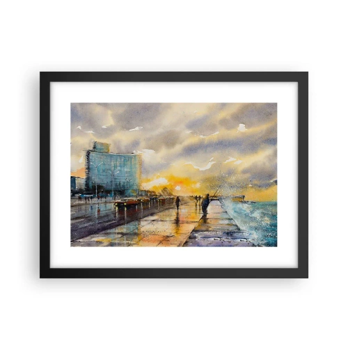 Affisch i svart ram - Livet på stranden - 40x30 cm