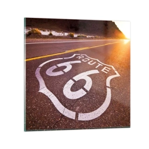 Glastavla - Bild på glas - Den kända Route 66 - 30x30 cm