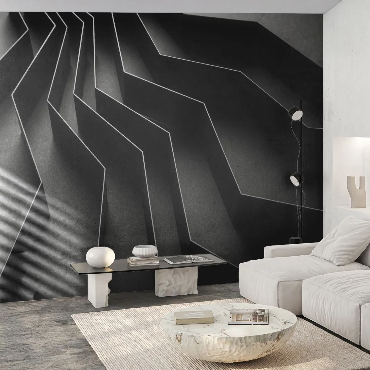 Fototapet Premium Sand - Rumslig ordning - 3D, Labyrint, Modern - 100x70 cm