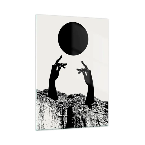 Glastavla - Bild på glas - Surrealistisk komposition: solen och resten - 50x70 cm