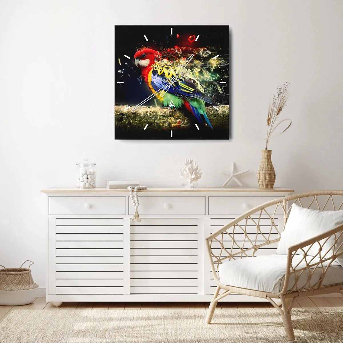 Väggklocka - Klocka på glas - Skenets bud - 40x40 cm