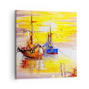Canvastavla - Bild på duk - Välförtjänt vila i hamnen - 60x60 cm