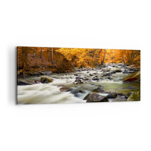 Canvastavla - Bild på duk - Bäck i guldskogen - 120x50 cm