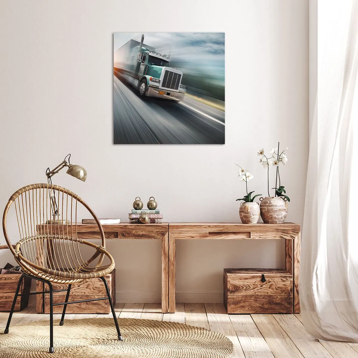 Canvastavla - Bild på duk - Amerikanska jätten i full fart - 70x70 cm
