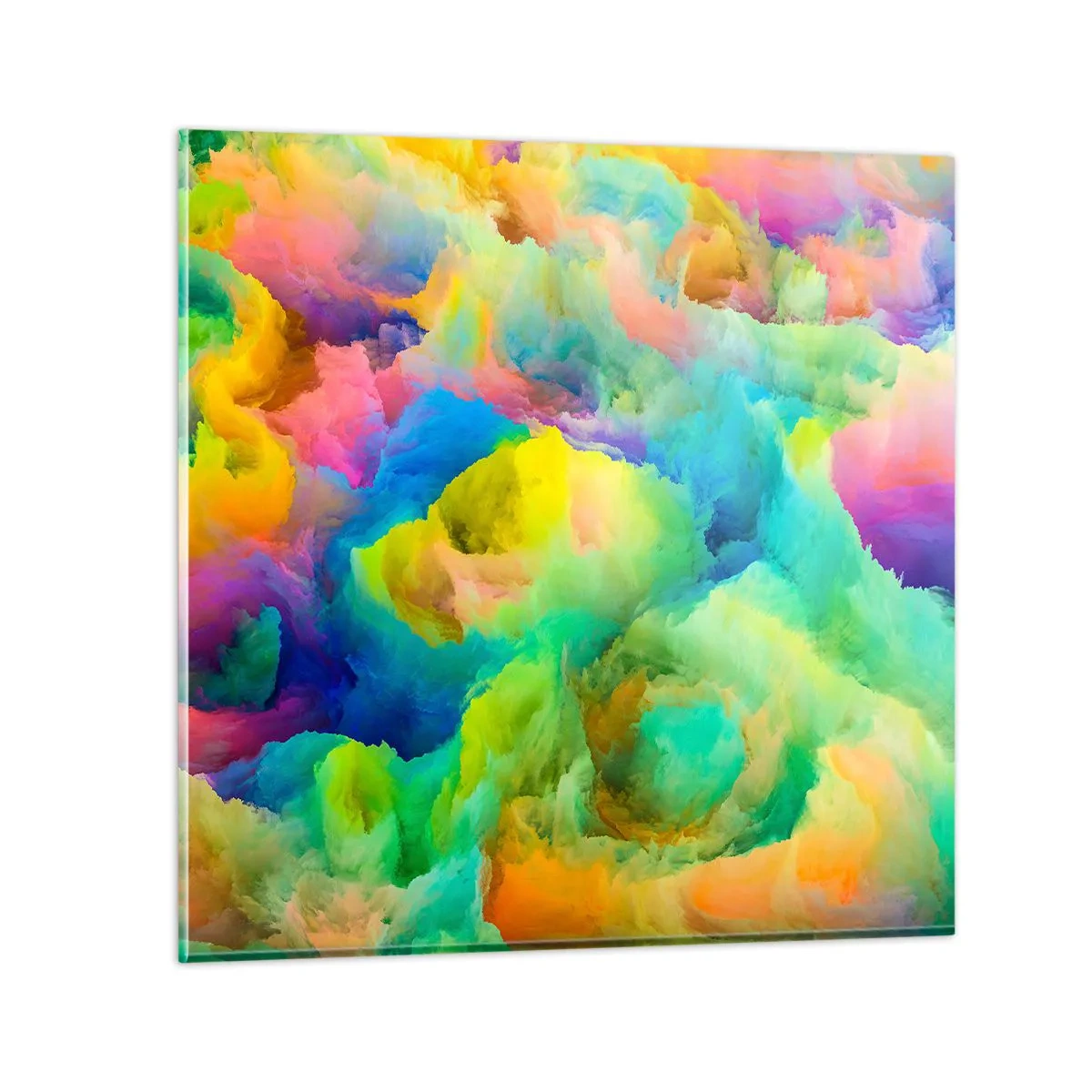 Glastavla - Bild på glas - Regnbågsdun - 40x40 cm
