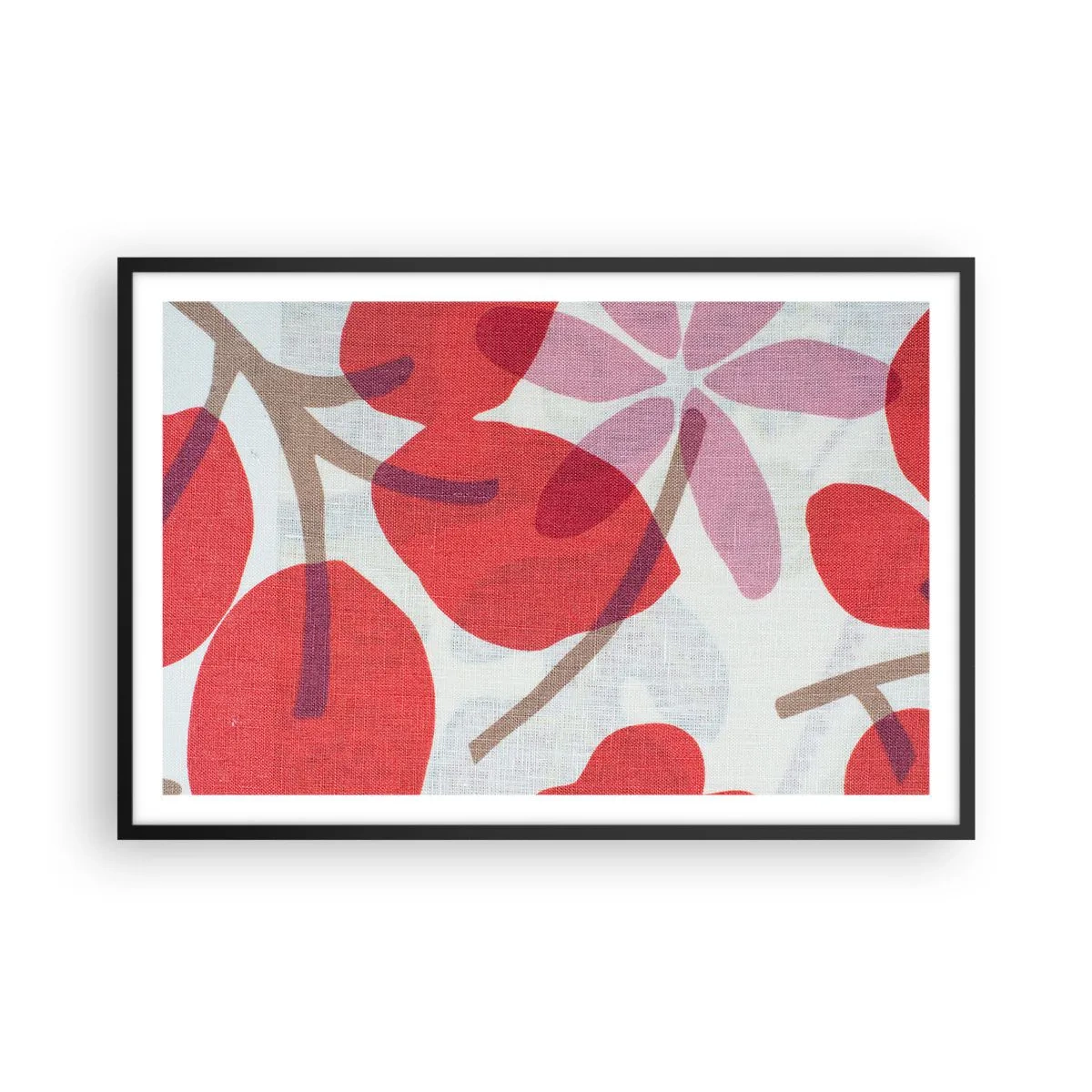 Affisch i svart ram - Blomsterkomposition i rosa - 91x61 cm