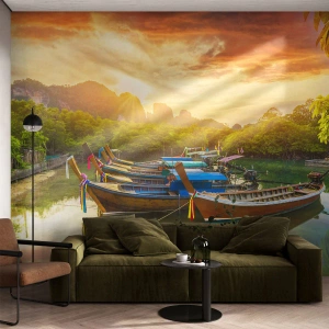 Fototapet Premium Sand - Före en arbetsam dag - Landskap, Thailand, Hav - 250x175 cm