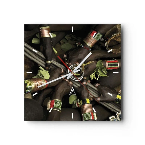 Väggklocka - Klocka på glas - Vi är tillsammans - 30x30 cm