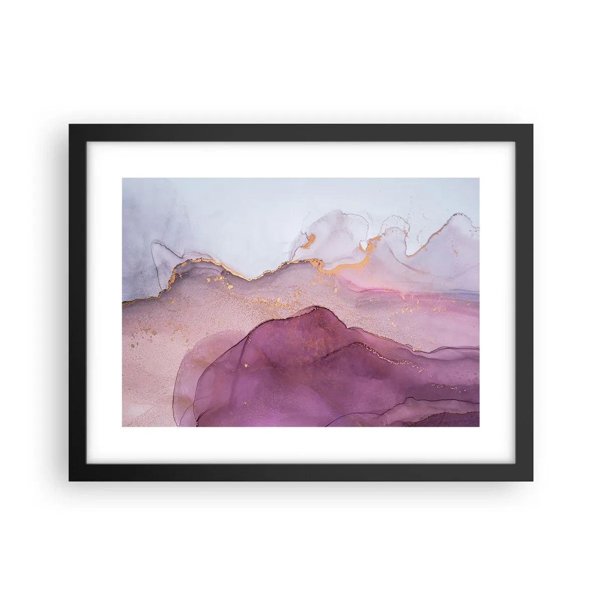 Affisch i svart ram - Lila och violett vågor - 40x30 cm