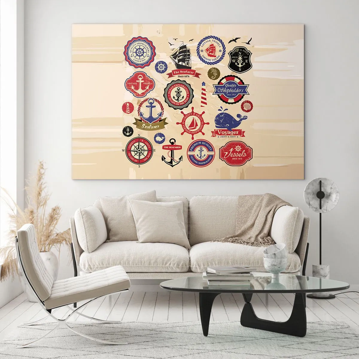 Glastavla - Bild på glas - Seglarbroderskap - 120x80 cm