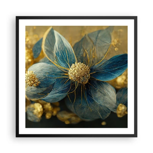 Affisch i svart ram - Blommande av guld - 60x60 cm