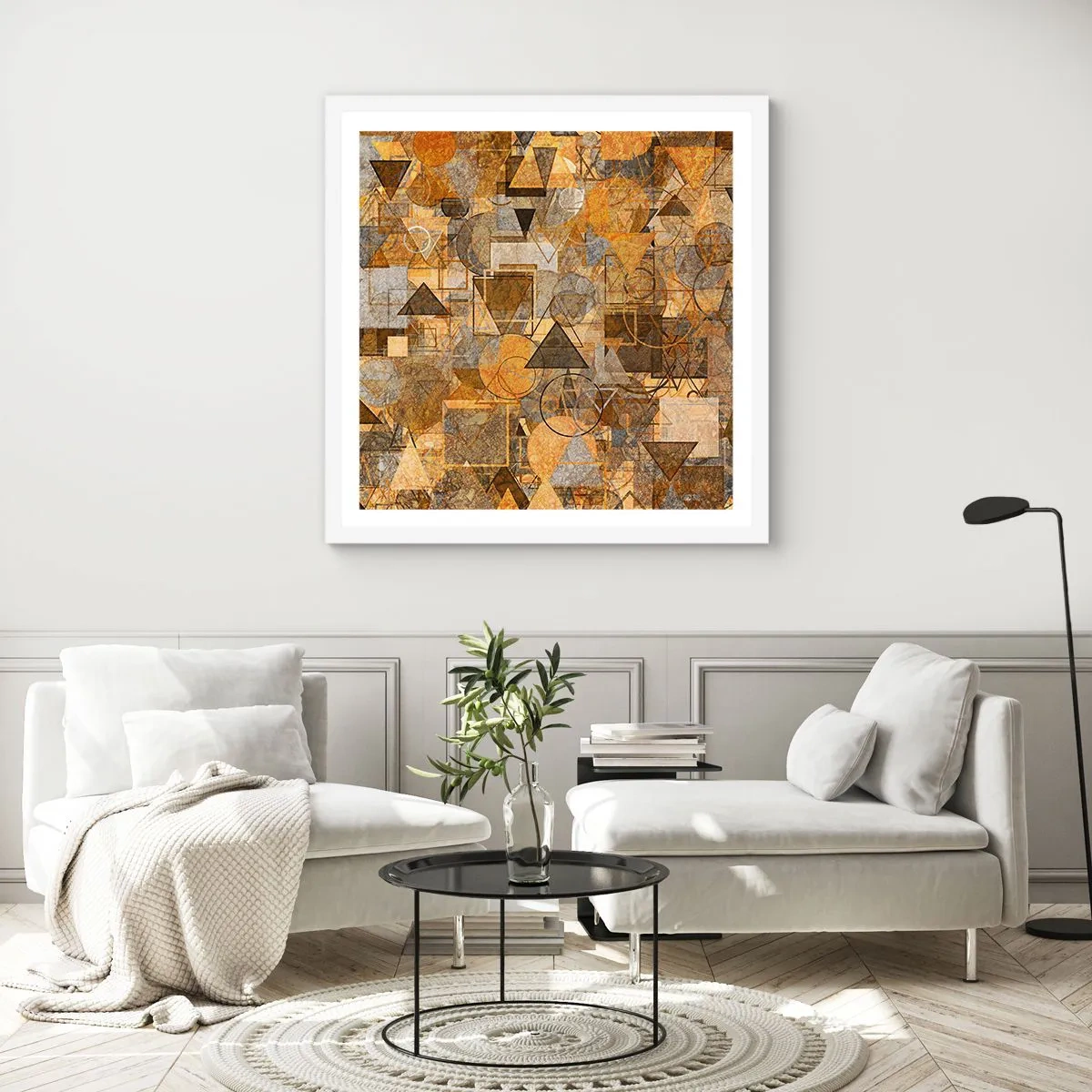 Affisch i vit ram - Värld infattad i form - 50x50 cm