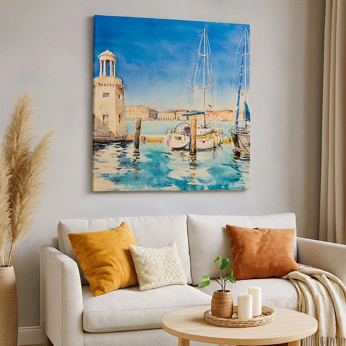 Canvastavla - Bild på duk - Solig lagun - 30x30 cm