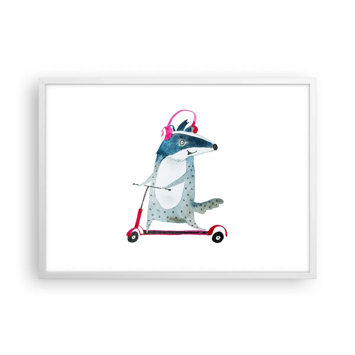 Affisch i vit ram - Grävlingens glädje - 70x50 cm