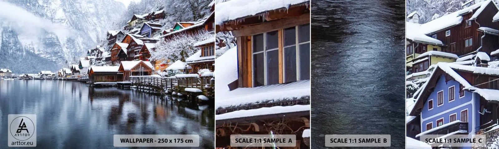 Fototapet Prov Standard Eco - I vinterns dräkt - Landskap, Bergsbosättning, Vinter - 100x30 cm