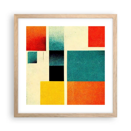 Affisch i ram av ljusek - Geometrisk abstraktion - bra energi - 40x40 cm