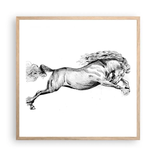 Affisch i ram av ljusek - Fångad i galopplopp - 60x60 cm