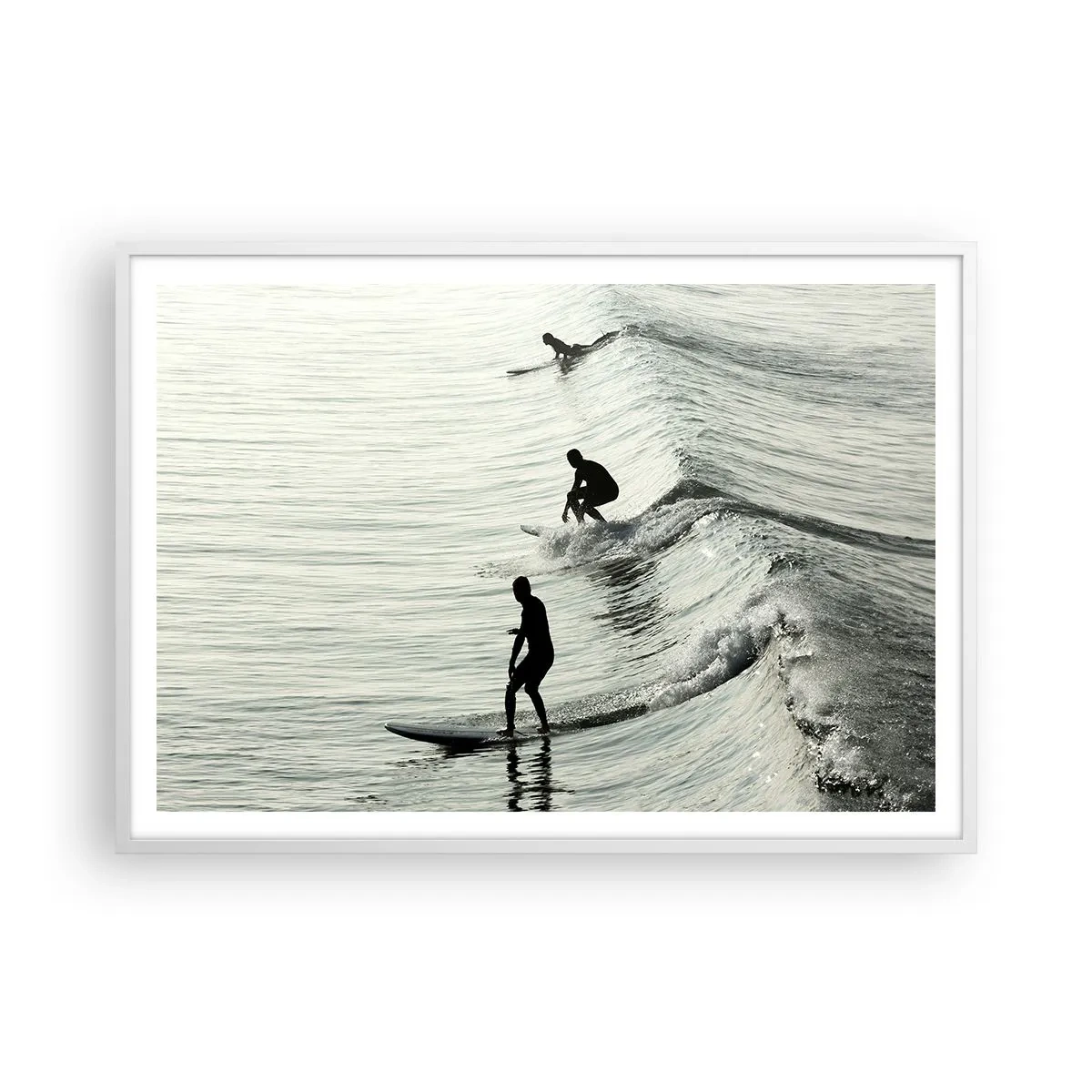 Affisch i vit ram - Att möta vågen - 100x70 cm