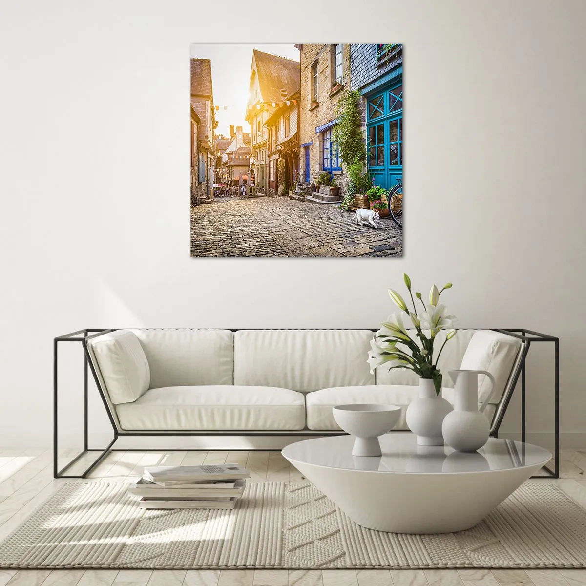 Glastavla - Bild på glas - Stadens vita ande - 50x50 cm