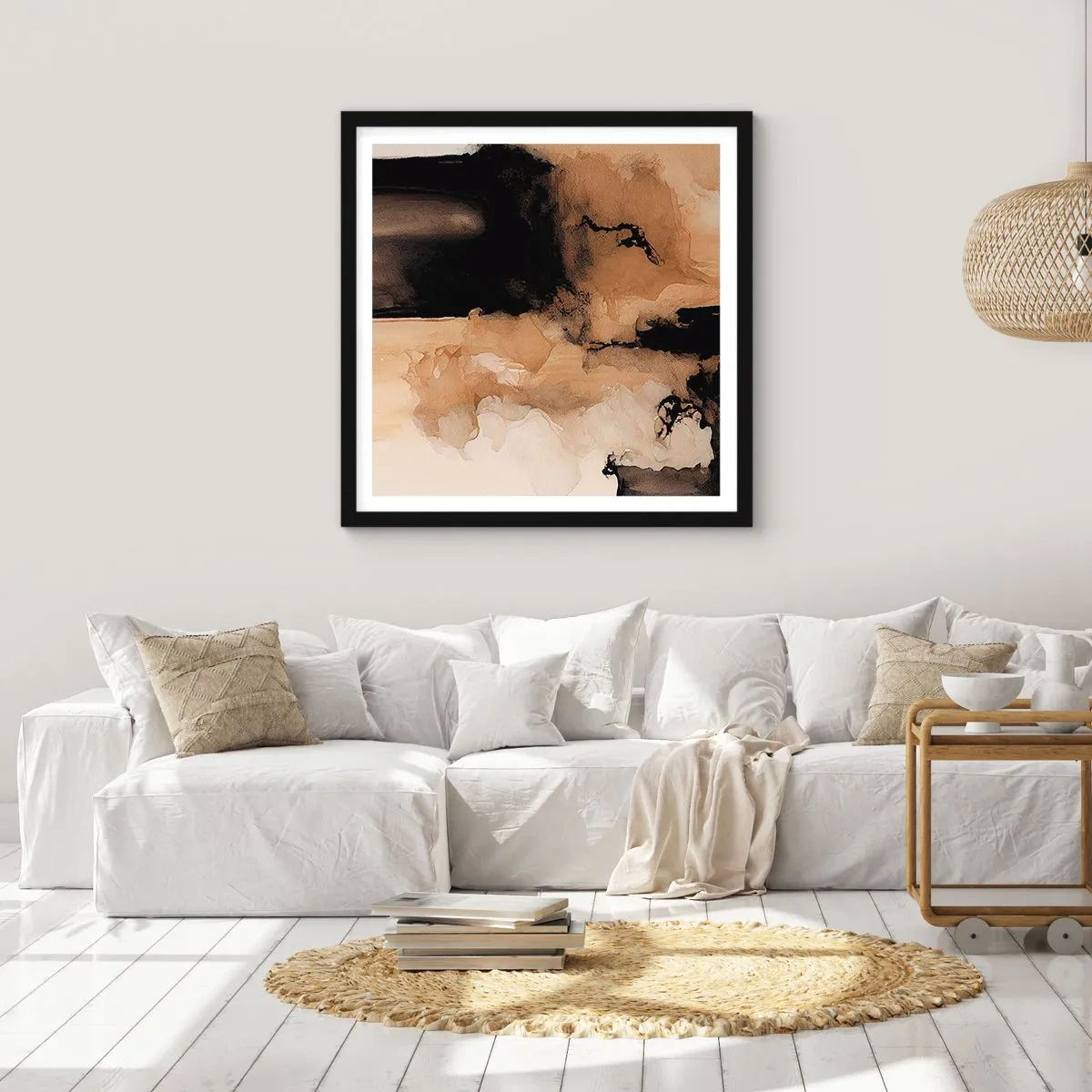 Affisch i svart ram - Intrigerande abstraktion - 40x40 cm